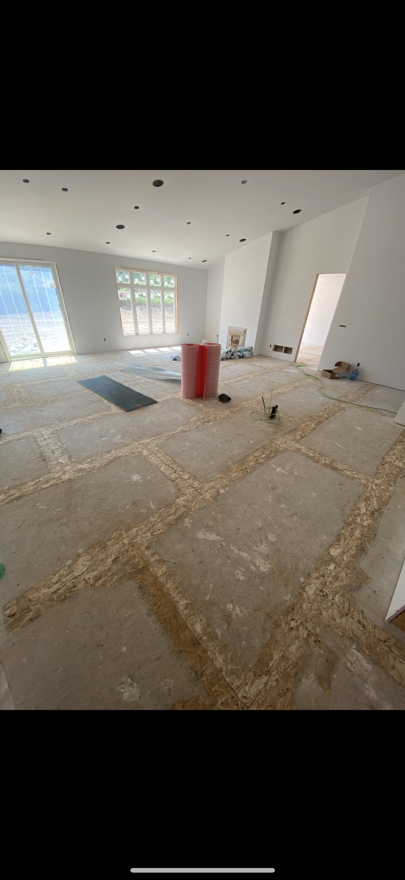 Prepared subfloor on a job site